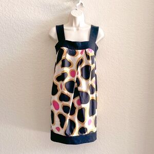 DIANE VON FURSTENBERG Boxy Sleeveless Dress Rayon Silk Abstract Animal Women’s 6